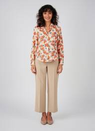 Chemisier imprimé fleurs manches longues orange NUMEROLOGIE femme