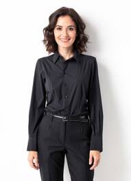 Chemisier tissage crêpe manches longues noir HIGH femme