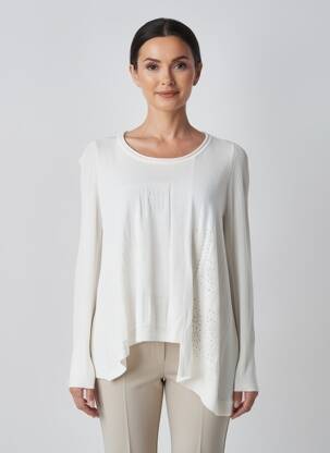 Pull tunique stretch manches longues beige HIGH femme