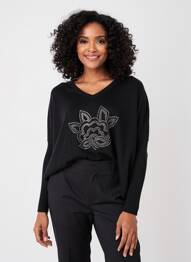 Pull col v manches longues noir NOTSHY femme