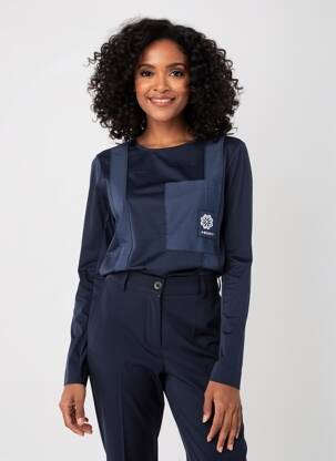 Top stretch manches longues bleu fonce HIGH femme