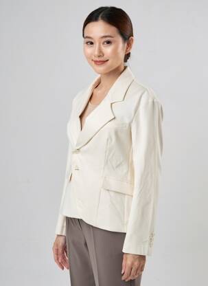 Blazer finition intérieure biaisée beige HIGH femme