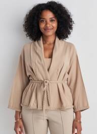 Veste kimono col cache-coeur marron NOTSHY femme