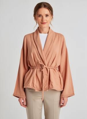 Veste kimono manches longues rose NOTSHY femme