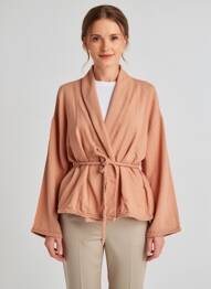 Veste kimono col cache-coeur rose NOTSHY femme