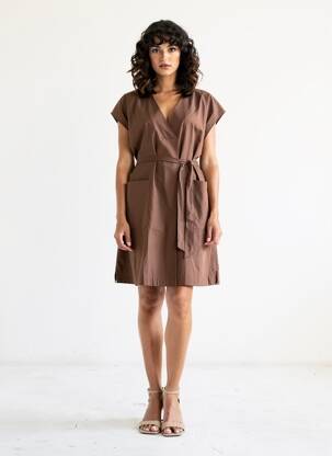 Robe courte manches courtes manches courtes marron WEEKEND MAXMARA femme