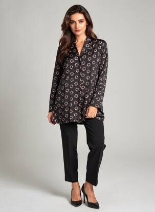 Tunique manches longues fermeture boutonnée sur le devant noir MAX MARA femme