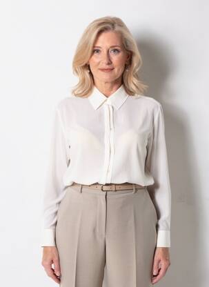 Chemisier tissage crêpe manches longues beige MARC CAIN femme