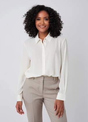 Chemisier tissage crêpe manches longues beige MARC CAIN femme