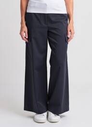 Pantalon cargo fermeture zippée sous rabat boutonné taille haute bleu WEEKEND MAXMARA femme