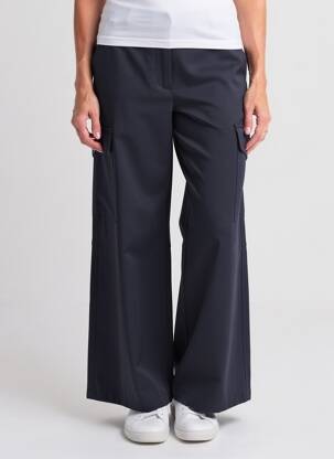 Pantalon cargo fermeture zippée sous rabat boutonné taille haute bleu WEEKEND MAXMARA femme