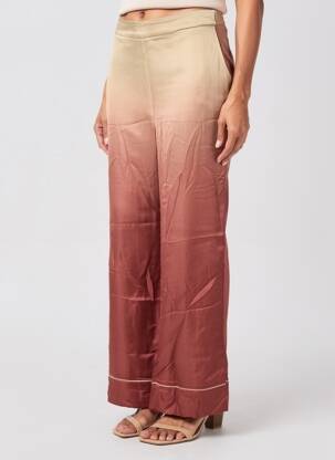 Pantalon large fermeture zip latéral taille normale beige NOTSHY femme