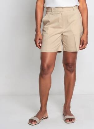 Short taille à pinces taille haute beige ESTHEME femme