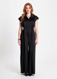 Combi-pantalon fermeture boutonnée sur le devant manches courtes noir HIGH femme