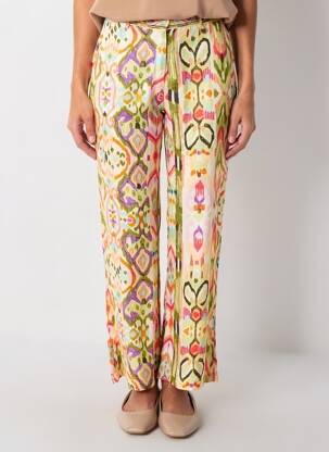 Pantalon droit fermeture zippée sous rabat boutonné vert LOLA CASADEMUNT femme