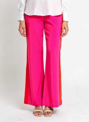 Pantalon flare taille élastique rose INDIES femme