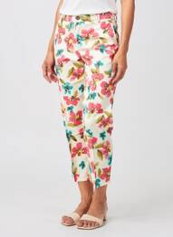 Pantalon 7/8 fermeture zippée sous rabat boutonné beige MAYJUNE femme