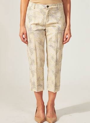 Pantalon 7/8 fermeture zippée sous rabat boutonné beige MAYJUNE femme