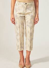 Pantalon 7/8 fermeture zippée sous rabat boutonné beige MAYJUNE femme