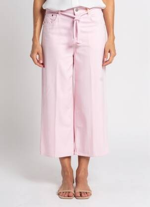 Pantalon 7/8 fermeture zippée sous rabat boutonné rose CLOSED femme