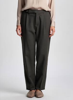 Pantalon droit fermeture zippée sous rabat boutonné gris IKKS fille