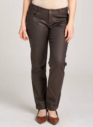 Pantalon droit stretch taille normale marron IKKS femme