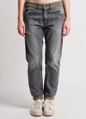 Pantalon droit fermeture zippée sous rabat boutonné taille normale gris CHIPIE femme