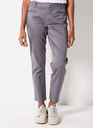 Pantalon chino tissage popeline taille normale gris TOMMY HILFIGER femme