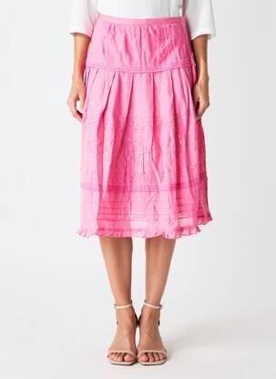 Jupe mi-longue fermeture zip latéral rose BEST MOUNTAIN femme