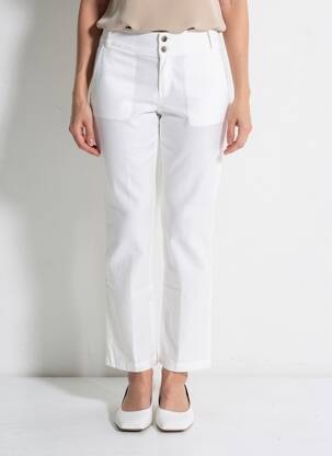 Pantalon droit tissage popeline taille normale beige PAKO LITTO femme