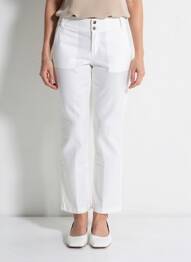 Pantalon droit tissage popeline taille normale beige PAKO LITTO femme