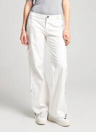 Pantalon droit tissage popeline taille normale blanc I.CODE (By IKKS) femme