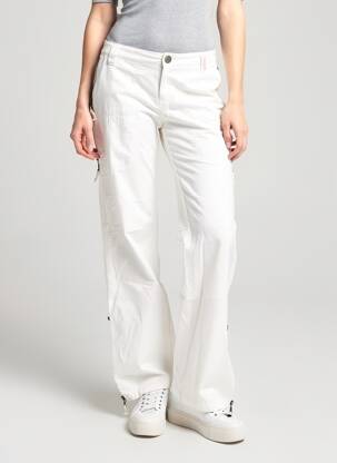 Pantalon droit tissage popeline taille normale blanc I.CODE (By IKKS) femme