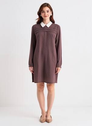 Robe mi-longue imprimé fleurs manches longues rouge MAISON SCOTCH femme