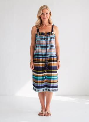 Robe mi-longue sans manche sans manche bleu DERHY femme
