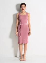 Robe mi-longue sans manche sans manche rose PETIT BATEAU femme