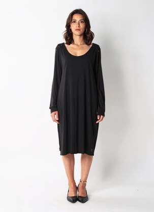 Robe mi-longue manches longues manches longues noir MAISON SCOTCH femme