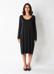 Robe mi-longue manches longues manches longues noir MAISON SCOTCH femme