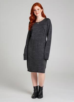 Robe mi-longue manches longues manches longues gris MAISON SCOTCH femme
