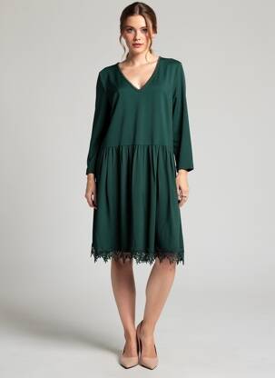Robe mi-longue manches longues manches longues vert I.CODE (By IKKS) femme