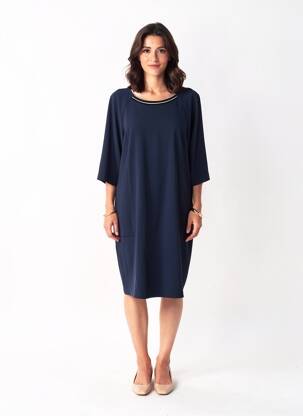 Robe mi-longue manches 3/4 manches 3/4 bleu I.CODE (By IKKS) femme