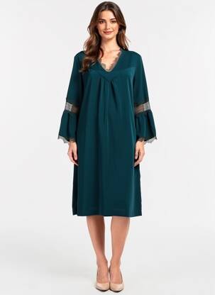 Robe mi-longue manches longues manches longues vert I.CODE (By IKKS) femme
