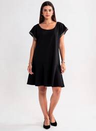 Robe courte coupe évasée manches courtes noir I.CODE (By IKKS) femme
