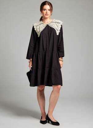 Robe mi-longue manches 3/4 manches 3/4 noir MINIMUM femme