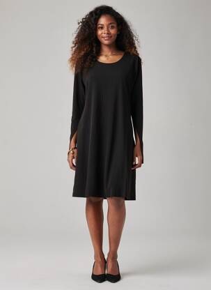 Robe mi-longue manches longues manches longues noir BY ZOE femme