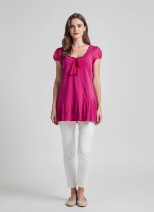 Tunique manches courtes coupe cintrée rose DDP femme