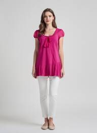 Tunique manches courtes coupe cintrée rose DDP femme