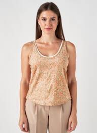 Débardeur coupe cintrée sans manche orange MAISON SCOTCH femme