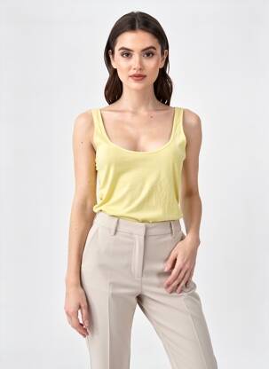 Débardeur coupe cintrée sans manche jaune I.CODE (By IKKS) femme