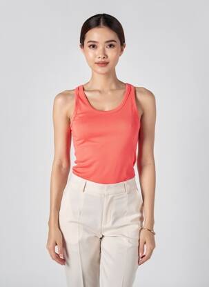 Débardeur stretch sans manche orange PAKO LITTO femme